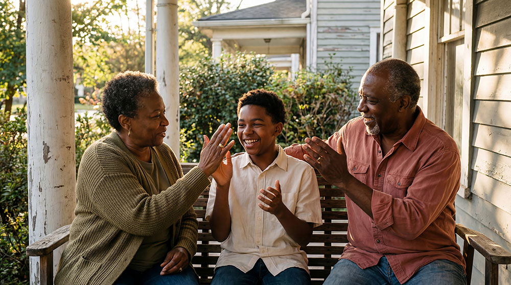 Youthful family enjoying time outdoors